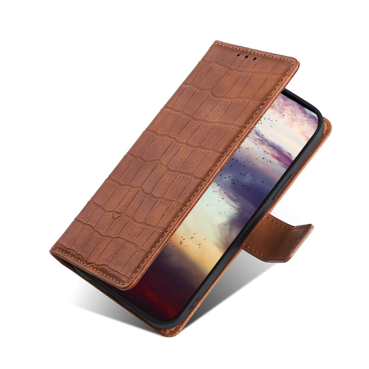 For Sony Xperia XZ Premium Skin Feel Crocodile Texture Magnetic Clasp PU Leather Phone Case(Brown) - Sony Cases by PMC TechLife | Online Shopping South Africa | PMC TechLife