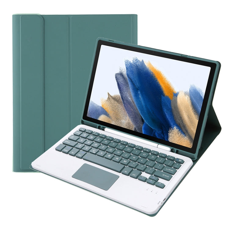 A08B-A Candy Color Bluetooth Keyboard Leather Case with Pen Slot & Touchpad For Samsung Galaxy Tab A8 2021 SM-X205 / SM-X200(Dark Green) - Samsung Keyboard by PMC TechLife | Online Shopping South Africa | PMC TechLife