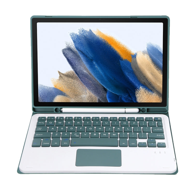A08B-A Candy Color Bluetooth Keyboard Leather Case with Pen Slot & Touchpad For Samsung Galaxy Tab A8 2021 SM-X205 / SM-X200(Dark Green) - Samsung Keyboard by PMC TechLife | Online Shopping South Africa | PMC TechLife
