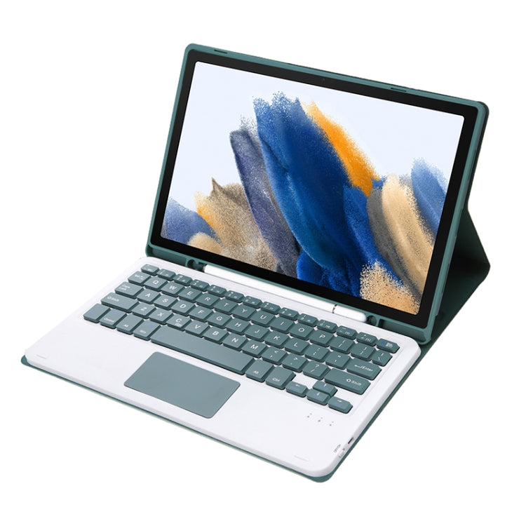 A08B-A Candy Color Bluetooth Keyboard Leather Case with Pen Slot & Touchpad For Samsung Galaxy Tab A8 2021 SM-X205 / SM-X200(Dark Green) - Samsung Keyboard by PMC TechLife | Online Shopping South Africa | PMC TechLife