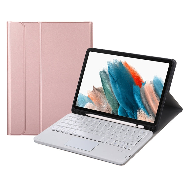 A08B-A Bluetooth Keyboard Leather Case with Pen Slot & Touchpad For Samsung Galaxy Tab A8 2021 SM-X205 / SM-X200(Rose Gold) - Samsung Keyboard by PMC TechLife | Online Shopping South Africa | PMC TechLife