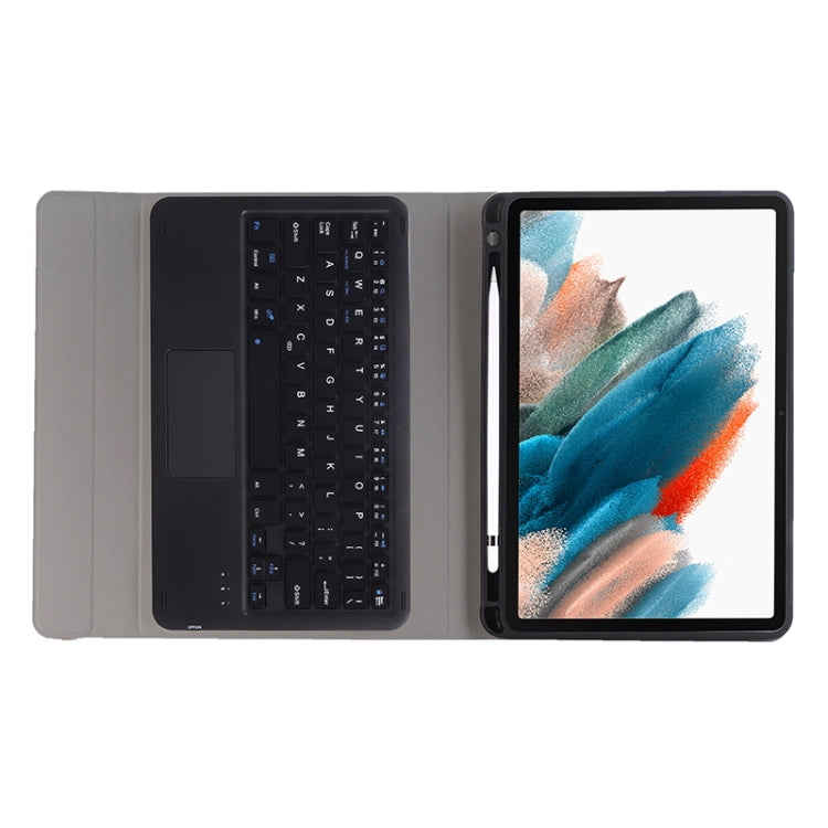 A08B-A Bluetooth Keyboard Leather Case with Pen Slot & Touchpad For Samsung Galaxy Tab A8 2021 SM-X205 / SM-X200(Blue) - Samsung Keyboard by PMC TechLife | Online Shopping South Africa | PMC TechLife | Buy Now Pay Later Mobicred