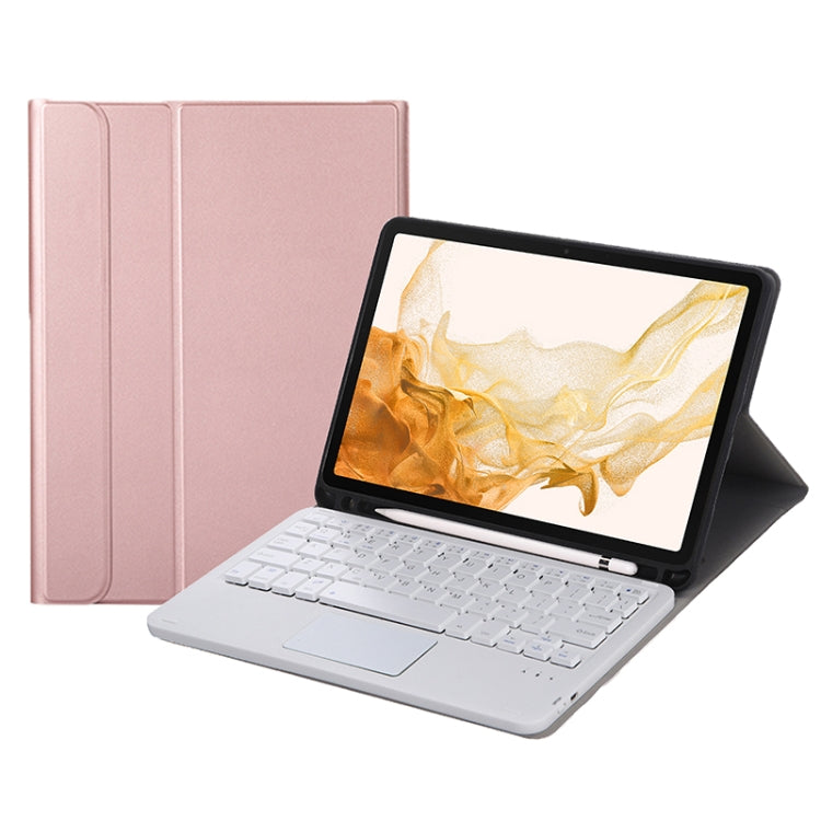 A700B-A Bluetooth Keyboard Leather Case with Pen Slot & Touchpad For Samsung Galaxy Tab S8 11 inch SM-X700 / SM-X706(Rose Gold) - Samsung Keyboard by PMC TechLife | Online Shopping South Africa | PMC TechLife