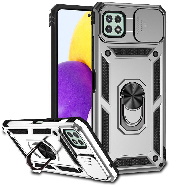 For Samsung Galaxy A22 5G Sliding Camshield Holder Phone Case(Silver) - Galaxy Phone Cases by PMC TechLife | Online Shopping South Africa | PMC TechLife