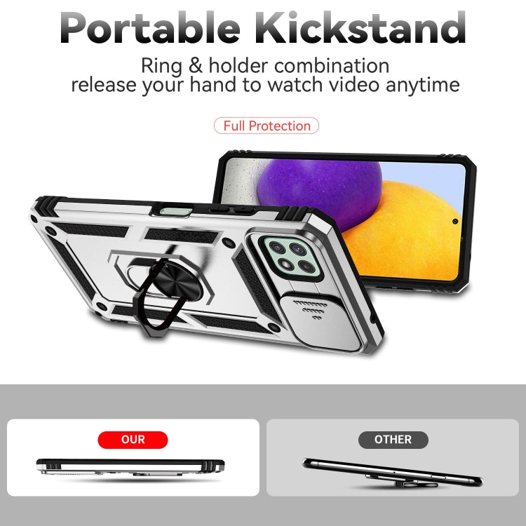 For Samsung Galaxy A22 5G Sliding Camshield Holder Phone Case(Silver) - Galaxy Phone Cases by PMC TechLife | Online Shopping South Africa | PMC TechLife