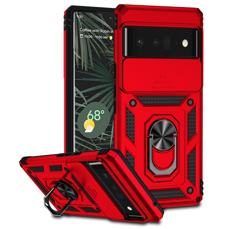 For Google Pixel 6 Pro Sliding Camshield Holder Phone Case(Red) - Google Cases by PMC TechLife | Online Shopping South Africa | PMC TechLife
