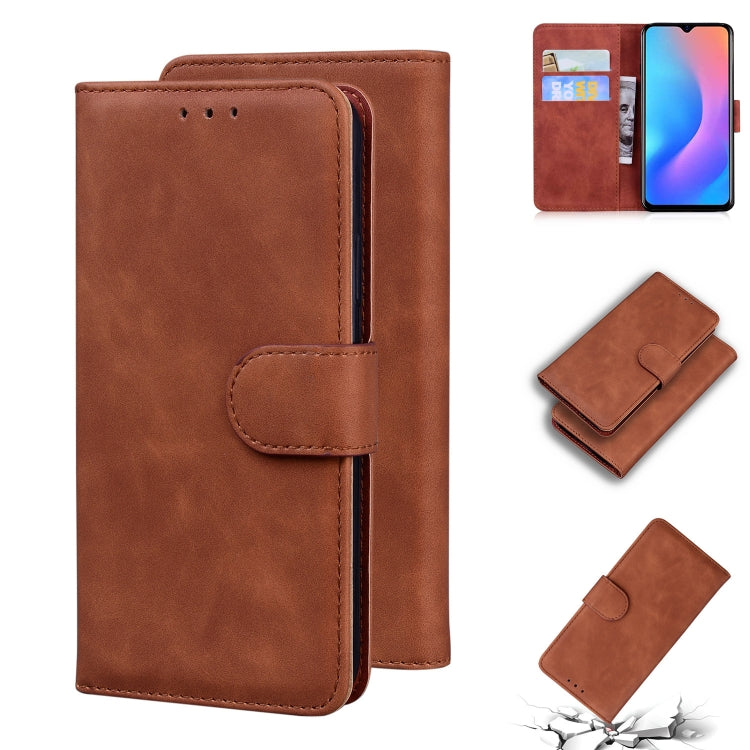 For Blackview A60 Pro Skin Feel Pure Color Flip Leather Phone Case(Brown) - More Brand by PMC TechLife | Online Shopping South Africa | PMC TechLife | Buy Now Pay Later Mobicred