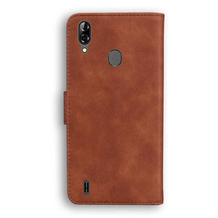 For Blackview A60 Pro Skin Feel Pure Color Flip Leather Phone Case(Brown) - More Brand by PMC TechLife | Online Shopping South Africa | PMC TechLife | Buy Now Pay Later Mobicred
