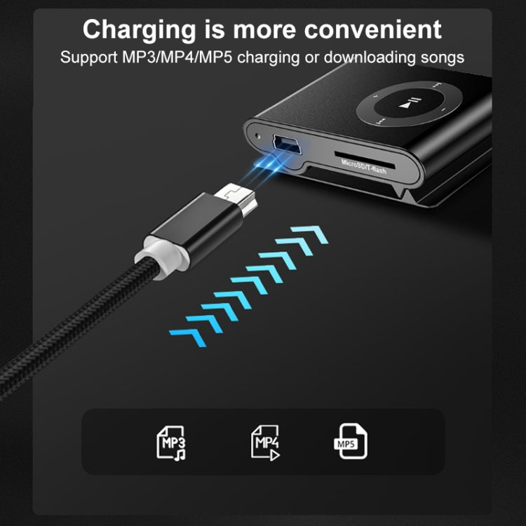 5 PCS Mini USB to USB A Woven Data / Charge Cable for MP3, Camera, Car DVR, Length:2m(Black) - free shipping - PMC TechLife - Order now!