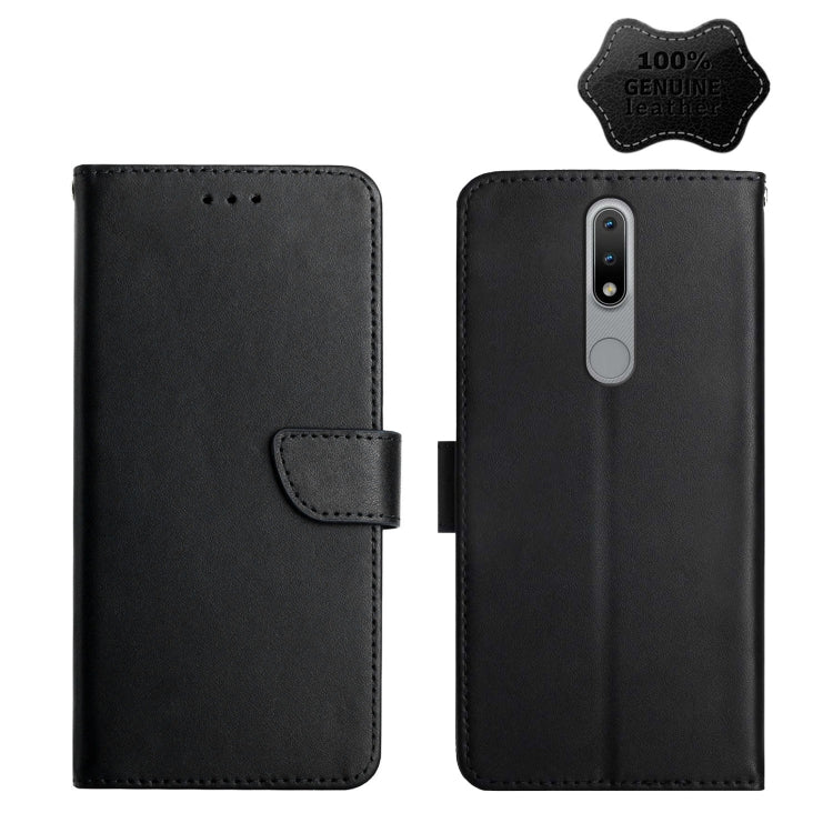 For Nokia 2.4 Genuine Leather Fingerprint-proof Horizontal Flip Phone Case(Black) - Nokia Cases by PMC TechLife | Online Shopping South Africa | PMC TechLife | Buy Now Pay Later Mobicred