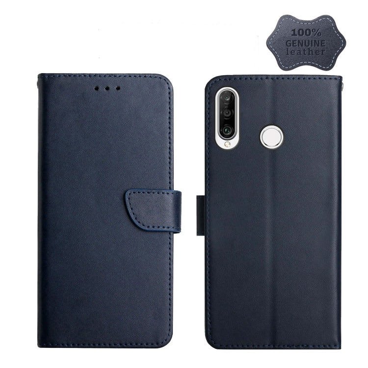 For Huawei P30 Lite Genuine Leather Fingerprint-proof Horizontal Flip Phone Case(Blue) - Huawei Cases by PMC TechLife | Online Shopping South Africa | PMC TechLife | Buy Now Pay Later Mobicred