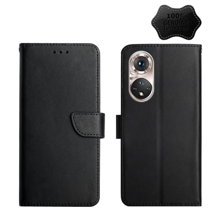 For Huawei P50 Genuine Leather Fingerprint-proof Horizontal Flip Phone Case(Black) - Huawei Cases by PMC TechLife | Online Shopping South Africa | PMC TechLife | Buy Now Pay Later Mobicred