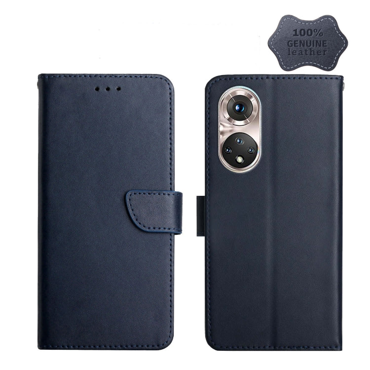 For Huawei P50 Pro Genuine Leather Fingerprint-proof Horizontal Flip Phone Case(Blue) - Huawei Cases by PMC TechLife | Online Shopping South Africa | PMC TechLife | Buy Now Pay Later Mobicred
