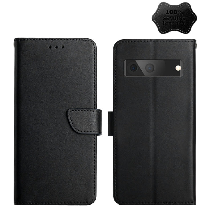 For Google Pixel 7 Genuine Leather Fingerprint-proof Horizontal Flip Phone Case(Black) - Google Cases by PMC TechLife | Online Shopping South Africa | PMC TechLife | Buy Now Pay Later Mobicred