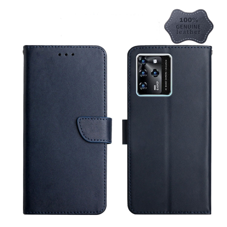 For ZTE Blade V30 Genuine Leather Fingerprint-proof Horizontal Flip Phone Case(Blue) - ZTE Cases by PMC TechLife | Online Shopping South Africa | PMC TechLife | Buy Now Pay Later Mobicred