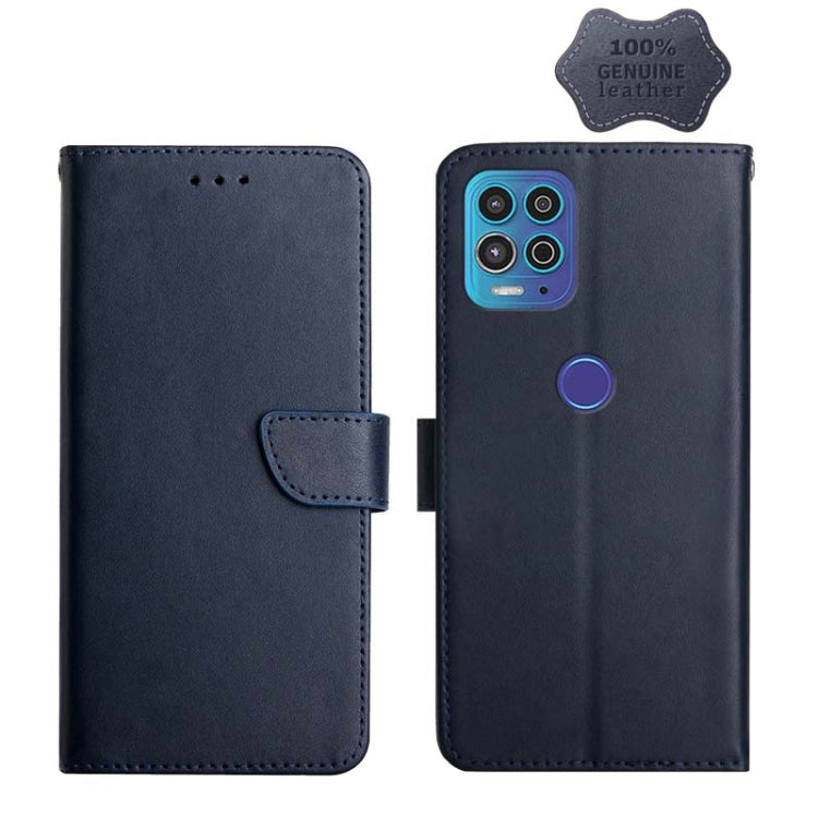 For Motorola Moto G100 Genuine Leather Fingerprint-proof Horizontal Flip Phone Case(Blue) - Motorola Cases by PMC TechLife | Online Shopping South Africa | PMC TechLife | Buy Now Pay Later Mobicred
