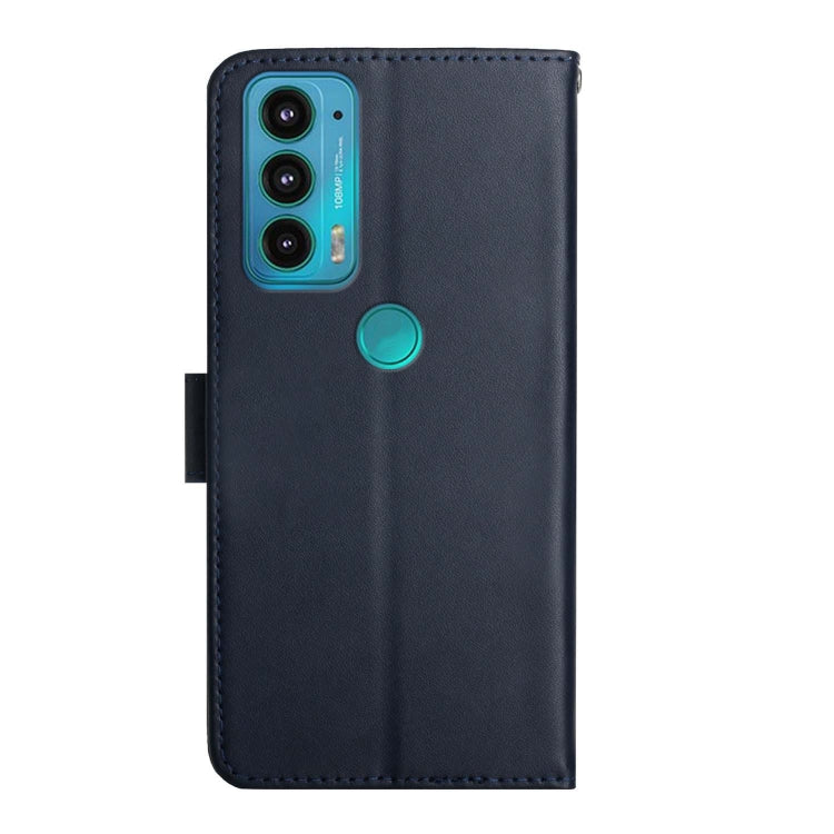 For Motorola Moto Edge 20 Genuine Leather Fingerprint-proof Horizontal Flip Phone Case(Blue) - Motorola Cases by PMC TechLife | Online Shopping South Africa | PMC TechLife | Buy Now Pay Later Mobicred