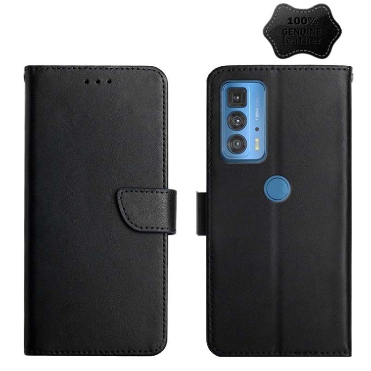 For Motorola Moto Edge 20 Pro Genuine Leather Fingerprint-proof Horizontal Flip Phone Case(Black) - Motorola Cases by PMC TechLife | Online Shopping South Africa | PMC TechLife | Buy Now Pay Later Mobicred