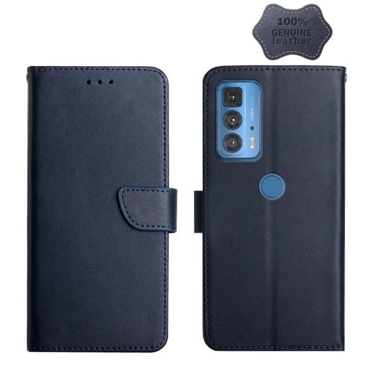 For Motorola Moto Edge 20 Pro Genuine Leather Fingerprint-proof Horizontal Flip Phone Case(Blue) - Motorola Cases by PMC TechLife | Online Shopping South Africa | PMC TechLife | Buy Now Pay Later Mobicred