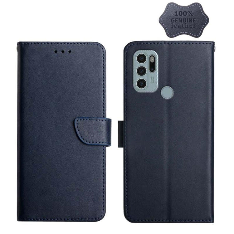 For Motorola Moto G60s Genuine Leather Fingerprint-proof Horizontal Flip Phone Case(Blue) - Motorola Cases by PMC TechLife | Online Shopping South Africa | PMC TechLife | Buy Now Pay Later Mobicred