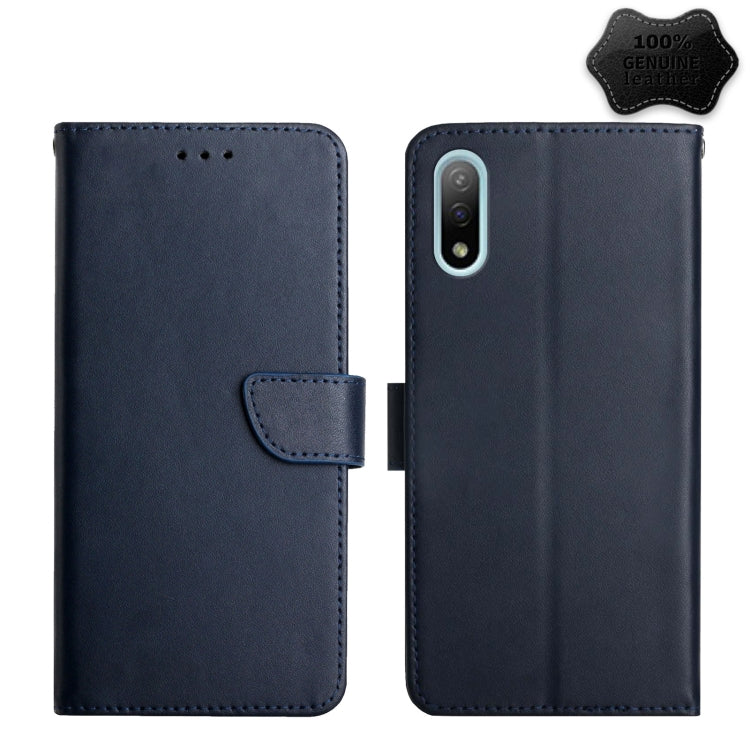 For Sony Xperia Ace II Genuine Leather Fingerprint-proof Flip Phone Case(Blue) - Sony Cases by PMC TechLife | Online Shopping South Africa | PMC TechLife | Buy Now Pay Later Mobicred