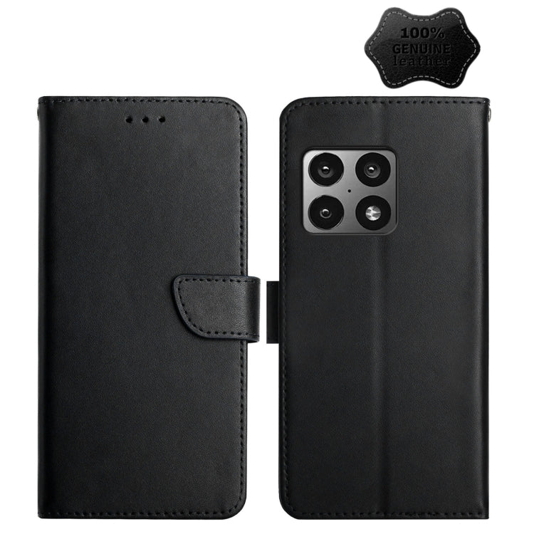 For OnePlus 10 Pro Genuine Leather Fingerprint-proof Horizontal Flip Phone Case(Black) - OnePlus Cases by PMC TechLife | Online Shopping South Africa | PMC TechLife | Buy Now Pay Later Mobicred
