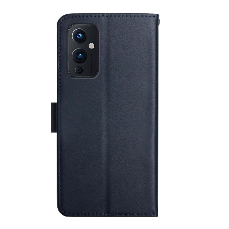 For OnePlus 9 Genuine Leather Fingerprint-proof Horizontal Flip Phone Case(Blue) - OnePlus Cases by PMC TechLife | Online Shopping South Africa | PMC TechLife | Buy Now Pay Later Mobicred