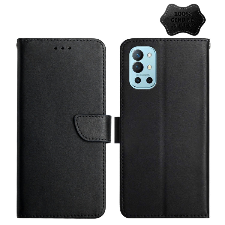 For OnePlus 9R Genuine Leather Fingerprint-proof Horizontal Flip Phone Case(Black) - OnePlus Cases by PMC TechLife | Online Shopping South Africa | PMC TechLife | Buy Now Pay Later Mobicred