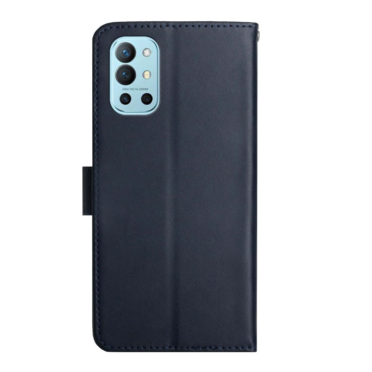 For OnePlus 9R Genuine Leather Fingerprint-proof Horizontal Flip Phone Case(Blue) - OnePlus Cases by PMC TechLife | Online Shopping South Africa | PMC TechLife | Buy Now Pay Later Mobicred