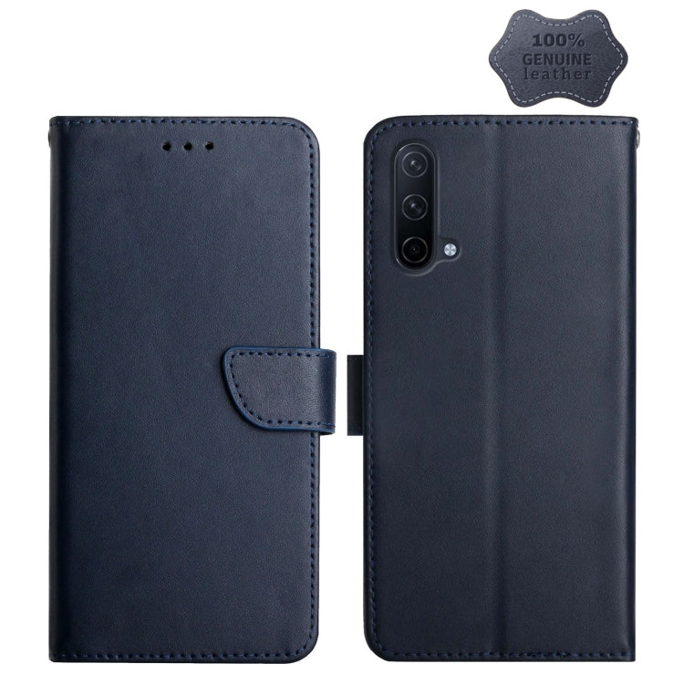 For OnePlus Nord CE 5G Genuine Leather Fingerprint-proof Horizontal Flip Phone Case(Blue) - OnePlus Cases by PMC TechLife | Online Shopping South Africa | PMC TechLife | Buy Now Pay Later Mobicred