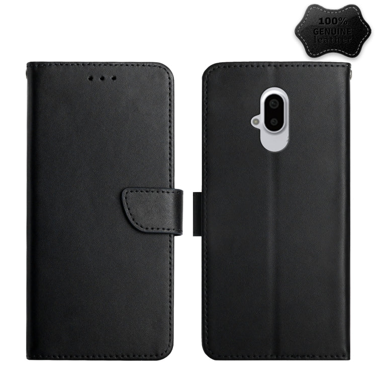 For Fujitsu Arrows F-52B Genuine Leather Fingerprint-proof Flip Phone Case(Black) - More Brand by PMC TechLife | Online Shopping South Africa | PMC TechLife | Buy Now Pay Later Mobicred
