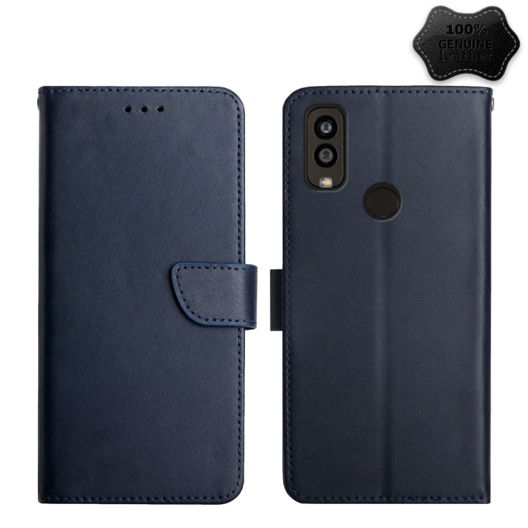 For Kyocera Android One S9 Genuine Leather Fingerprint-proof Flip Phone Case(Blue) - More Brand by PMC TechLife | Online Shopping South Africa | PMC TechLife | Buy Now Pay Later Mobicred