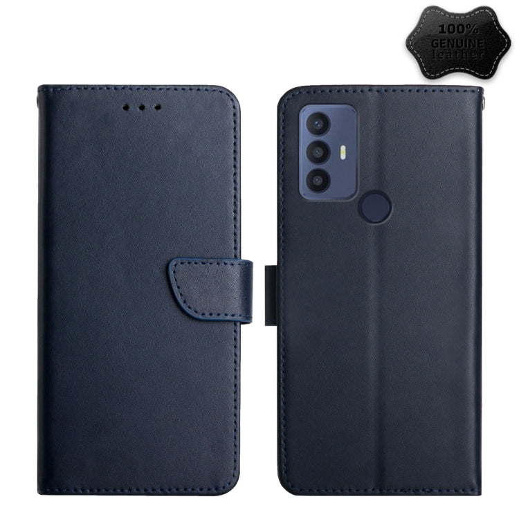 For Sharp Aquos V6 / V6 Plus Genuine Leather Fingerprint-proof Flip Phone Case(Blue) - More Brand by PMC TechLife | Online Shopping South Africa | PMC TechLife | Buy Now Pay Later Mobicred
