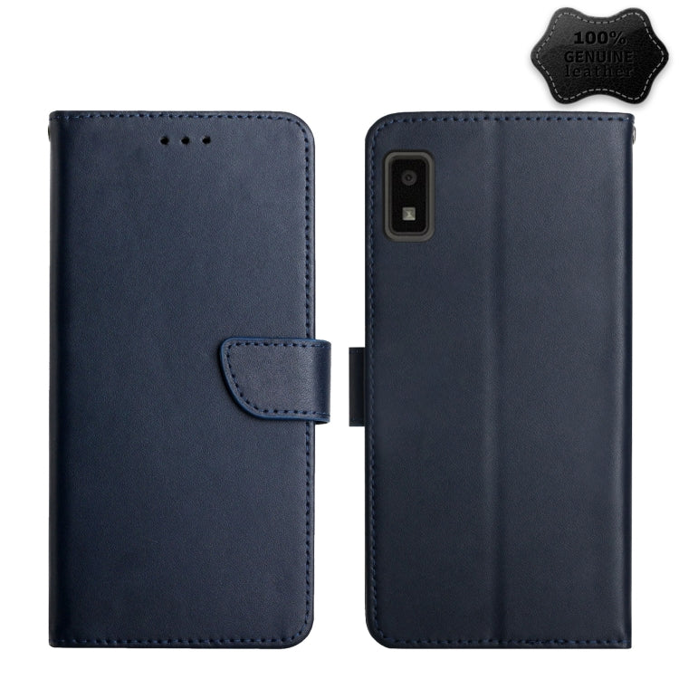 For Sharp Aquos Wish SHG06 Genuine Leather Fingerprint-proof Flip Phone Case(Blue) - More Brand by PMC TechLife | Online Shopping South Africa | PMC TechLife | Buy Now Pay Later Mobicred