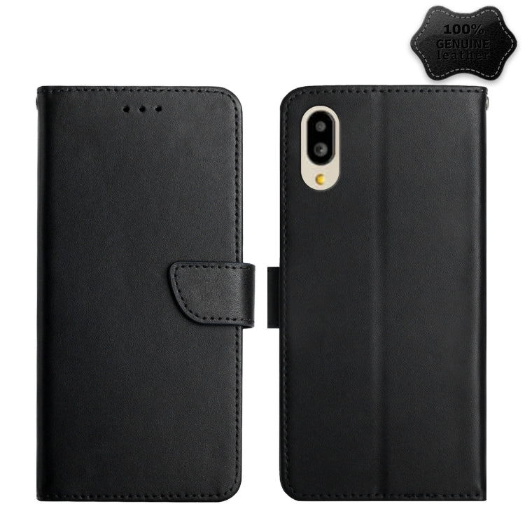 For Sharp Simple Sumaho 6 Genuine Leather Fingerprint-proof Flip Phone Case(Black) - Wiko by PMC TechLife | Online Shopping South Africa | PMC TechLife | Buy Now Pay Later Mobicred