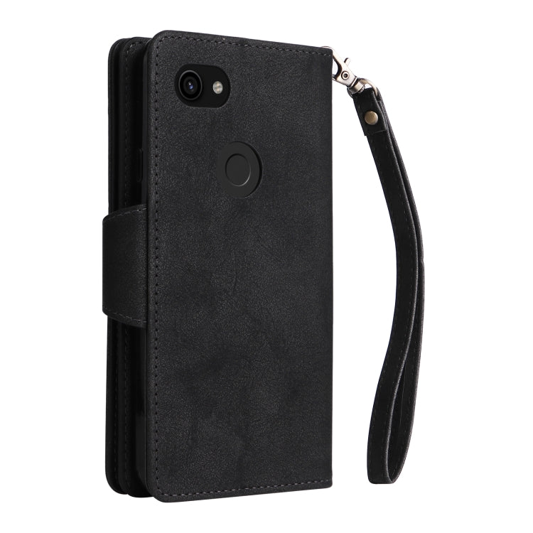 For Google Pixel 3A Rivet Buckle 9 Cards Three Fold Leather Phone Case(Black) - Google Cases by PMC TechLife | Online Shopping South Africa | PMC TechLife | Buy Now Pay Later Mobicred