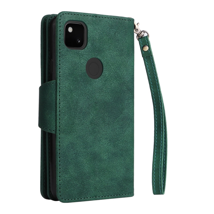 For Google Pixel 4A 4G Rivet Buckle 9 Cards Three Fold Leather Phone Case(Green) - free shipping - PMC TechLife - Order now!