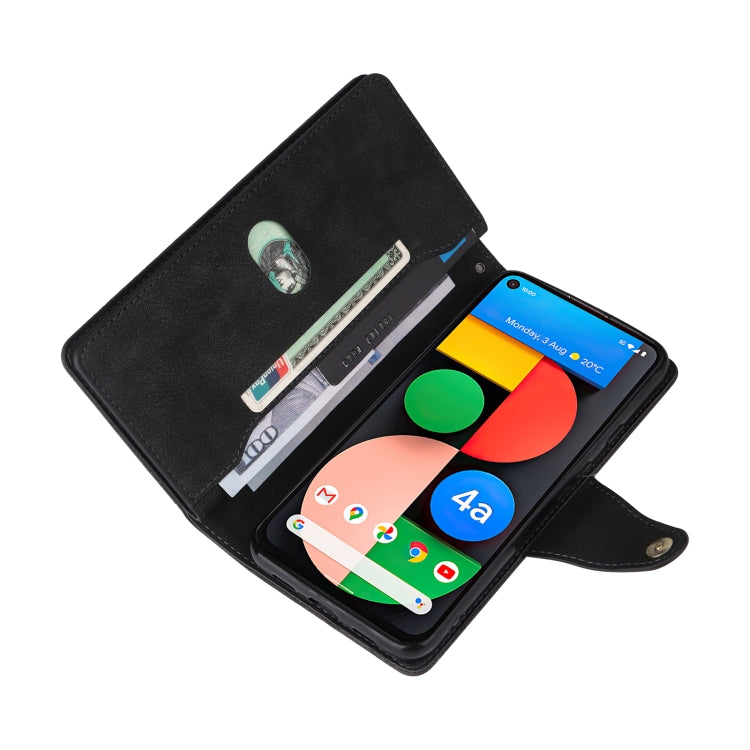 For Google Pixel 4A 5G Rivet Buckle 9 Cards Three Fold Leather Phone Case(Black) - Google Cases by PMC TechLife | Online Shopping South Africa | PMC TechLife | Buy Now Pay Later Mobicred