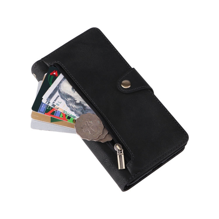 For Google Pixel 4A 5G Rivet Buckle 9 Cards Three Fold Leather Phone Case(Black) - Google Cases by PMC TechLife | Online Shopping South Africa | PMC TechLife | Buy Now Pay Later Mobicred