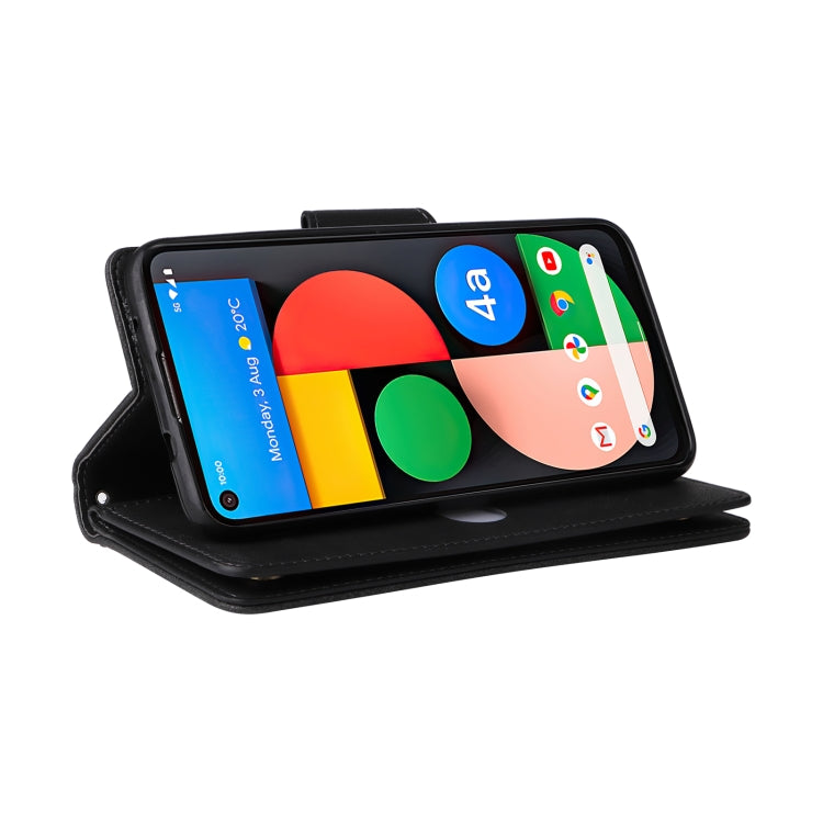 For Google Pixel 4A 5G Rivet Buckle 9 Cards Three Fold Leather Phone Case(Black) - Google Cases by PMC TechLife | Online Shopping South Africa | PMC TechLife | Buy Now Pay Later Mobicred