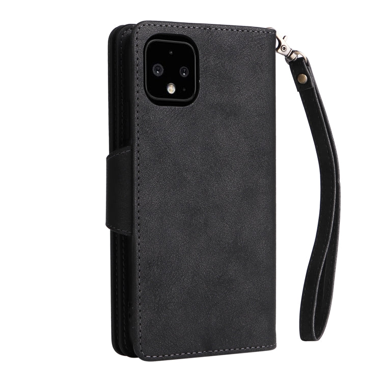 For Google Pixel 4 XL Rivet Buckle 9 Cards Three Fold Leather Phone Case(Black) - Google Cases by PMC TechLife | Online Shopping South Africa | PMC TechLife | Buy Now Pay Later Mobicred