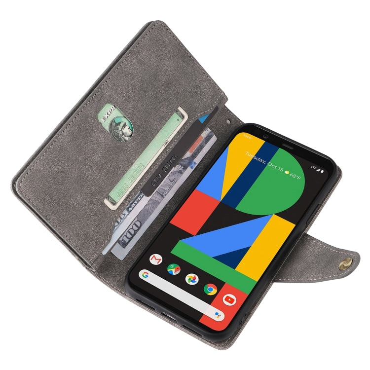 For Google Pixel 4 XL Rivet Buckle 9 Cards Three Fold Leather Phone Case(Grey) - Google Cases by PMC TechLife | Online Shopping South Africa | PMC TechLife | Buy Now Pay Later Mobicred