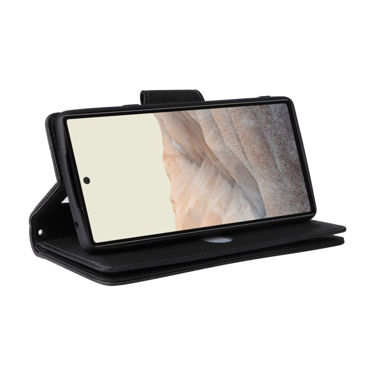 For Google Pixel 6 Rivet Buckle 9 Cards Three Fold Leather Phone Case(Black) - Google Cases by PMC TechLife | Online Shopping South Africa | PMC TechLife | Buy Now Pay Later Mobicred