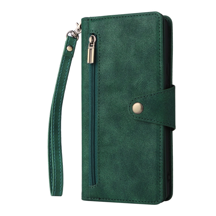 For Google Pixel 6 Pro Rivet Buckle 9 Cards Three Fold Leather Phone Case(Green) - Google Cases by PMC TechLife | Online Shopping South Africa | PMC TechLife | Buy Now Pay Later Mobicred