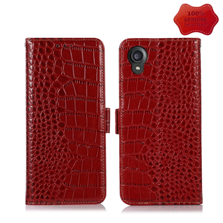 For Kyocera Digno BX2 Crocodile Top Layer Cowhide Leather Phone Case(Red) - More Brand by PMC TechLife | Online Shopping South Africa | PMC TechLife | Buy Now Pay Later Mobicred
