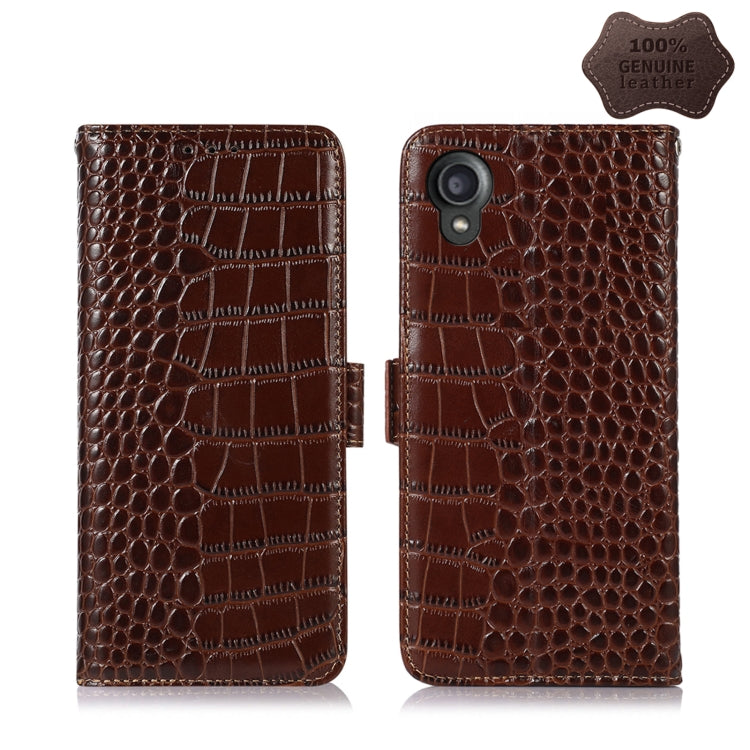 For Kyocera Digno BX2 Crocodile Top Layer Cowhide Leather Phone Case(Brown) - More Brand by PMC TechLife | Online Shopping South Africa | PMC TechLife | Buy Now Pay Later Mobicred
