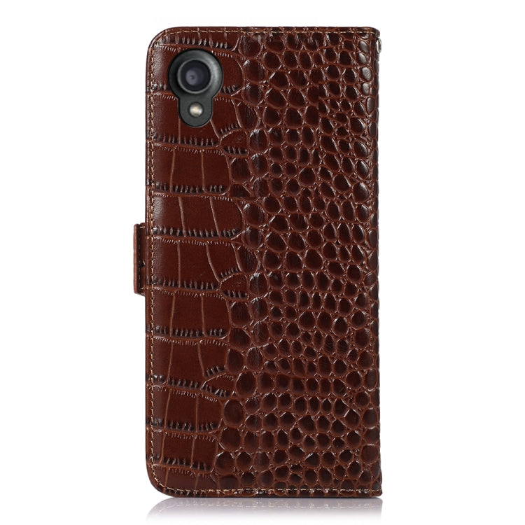 For Kyocera Digno BX2 Crocodile Top Layer Cowhide Leather Phone Case(Brown) - More Brand by PMC TechLife | Online Shopping South Africa | PMC TechLife | Buy Now Pay Later Mobicred