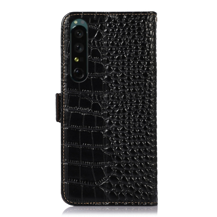 For Sony Xperia 1 IV Crocodile Top Layer Cowhide Leather Phone Case(Black) - Sony Cases by PMC TechLife | Online Shopping South Africa | PMC TechLife | Buy Now Pay Later Mobicred
