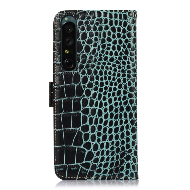 For Sony Xperia 1 IV Crocodile Top Layer Cowhide Leather Phone Case(Green) - Sony Cases by PMC TechLife | Online Shopping South Africa | PMC TechLife | Buy Now Pay Later Mobicred