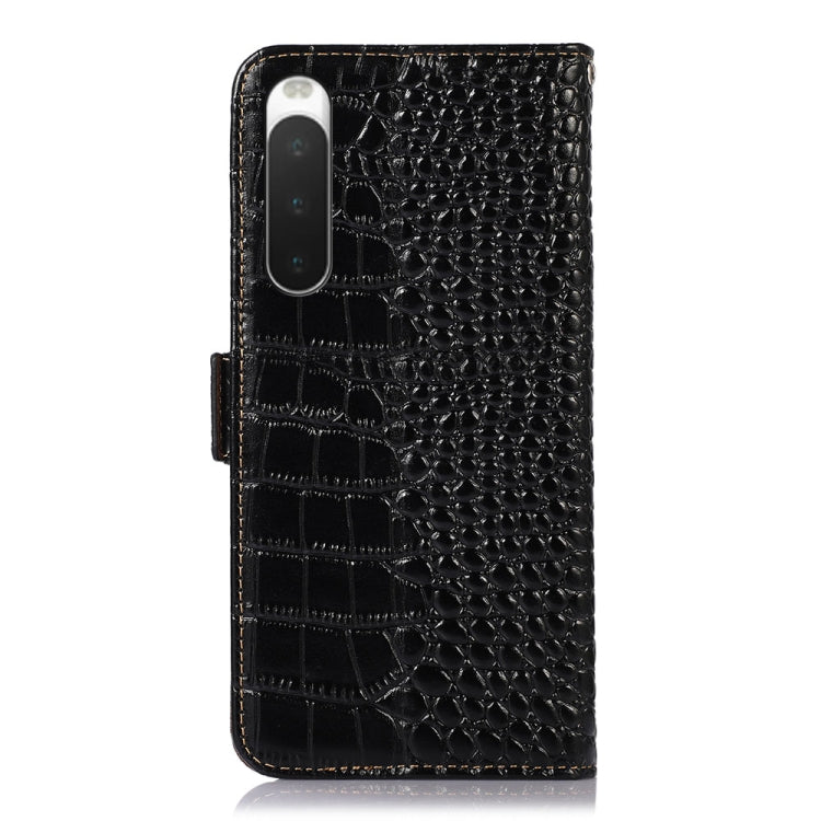 For Sony Xperia 10 IV Crocodile Top Layer Cowhide Leather Phone Case(Black) - Sony Cases by PMC TechLife | Online Shopping South Africa | PMC TechLife | Buy Now Pay Later Mobicred